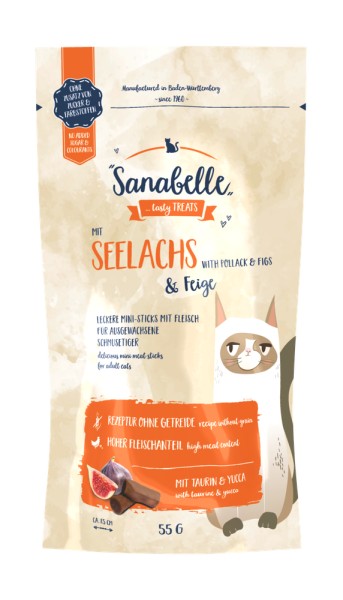 Sanabelle Snack mit Seelachs & Feige 55g Pouch-Beutel