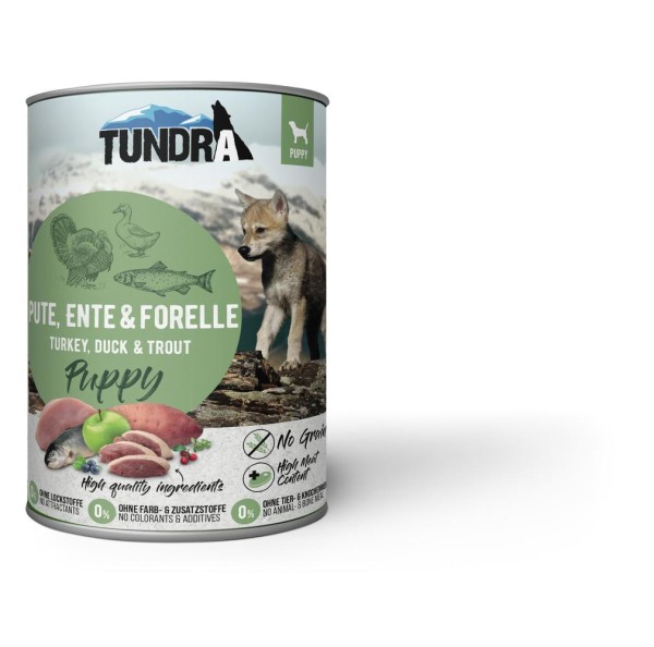 Tundra Dog Puppy Pute, Ente & Forelle 800g Dose