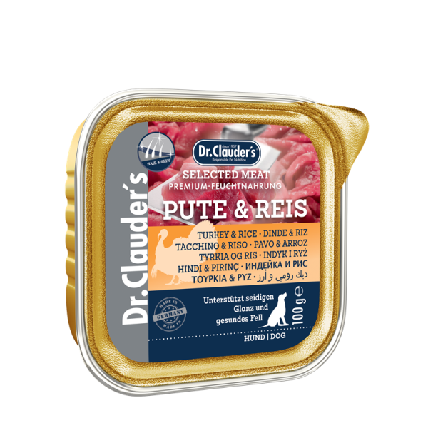 Dr. Clauder´s DC Dog Schale Selected Hair & Skin Pute & Reis 100g Schale