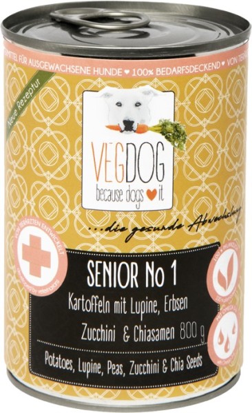 VEGDOG SENIOR Erbsen & Hirse - Alleinfuttermittel für ausgewachsene Hunde Dose