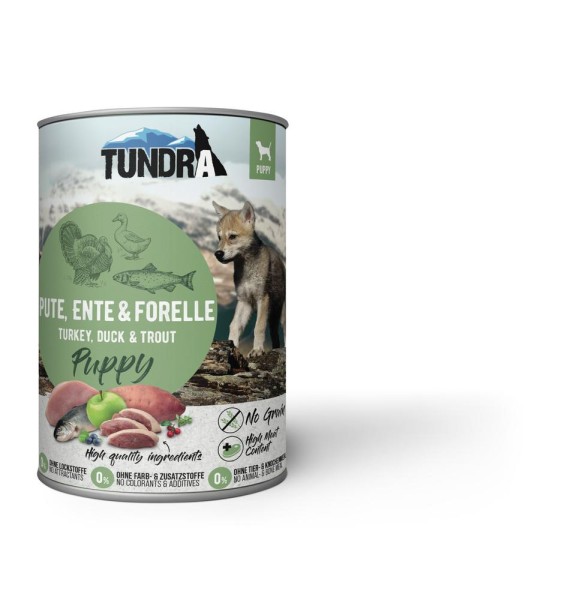 Tundra Dog Puppy Pute, Ente & Forelle 400g Dose