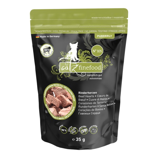 Pets Nature Catz finefood Purrrrly N° 105 - Rinderherzen 35g Standbodenbeutel