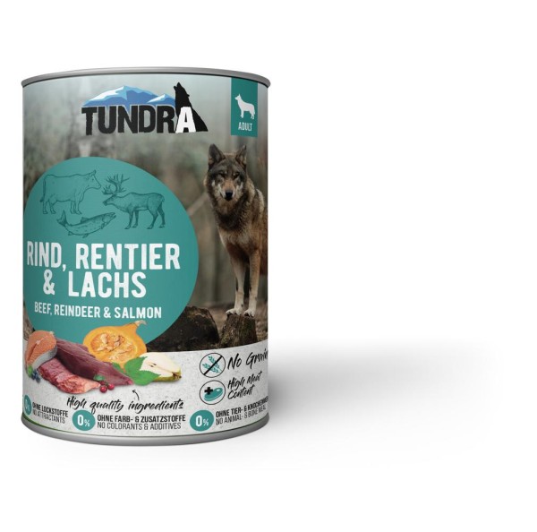 Tundra Dog Rind, Rentier & Lachs 800g Dose