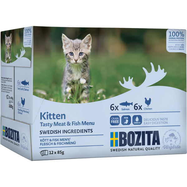 Bozita Häppchen in Sauce mit Fisch & Fleisch für Kitten 85g Pouch-Beutel