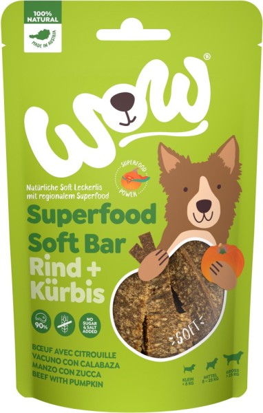 WOW SUPERFOOD Soft Bar Rind mit Kürbis 150 g