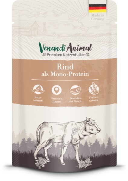 Venandi Animal - Rind als Monoprotein 125g Pouch-Beutel