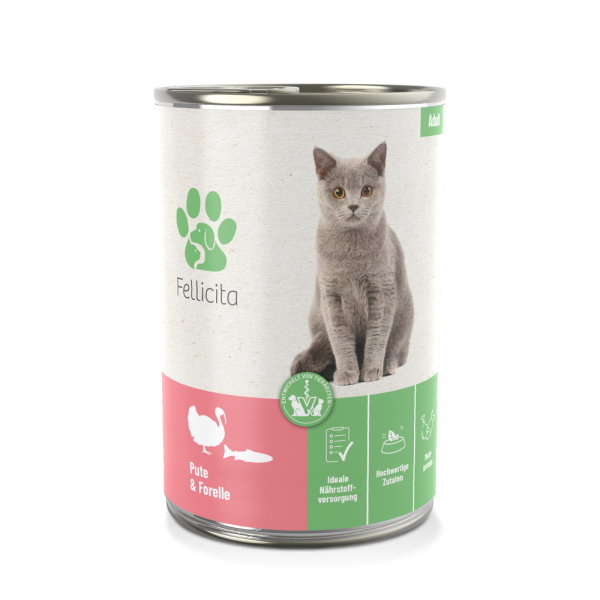 Fellicita Nassfutter Katze Pute & Forelle, 400g Dose