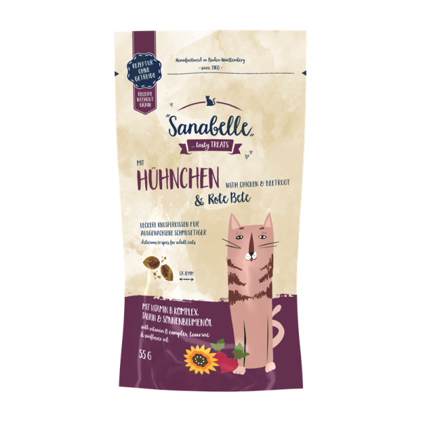 Sanabelle Knusperkissen Huhn & Rote Beete 55g Pouch-Beutel