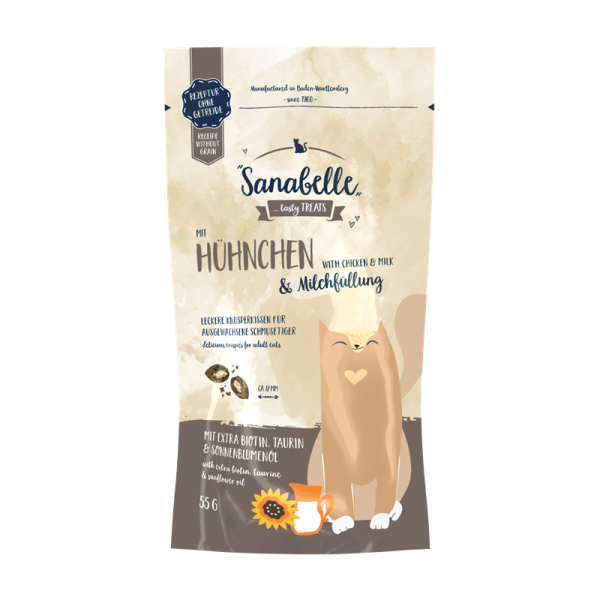 Sanabelle Knusperkissen Huhn & Milch 55g Pouch-Beutel