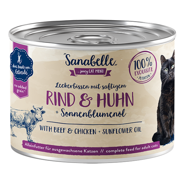 Sanabelle Nassfutter mit Rind & Huhn 195 g Dose