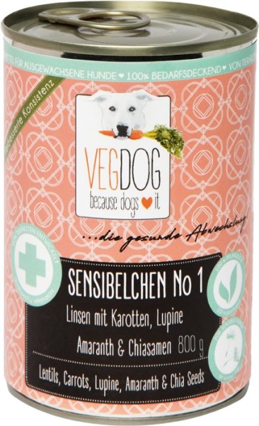 VEGDOG SENSITIVE Lupinenprotein - Alleinfuttermittel für ausgewachsene Hunde Dose