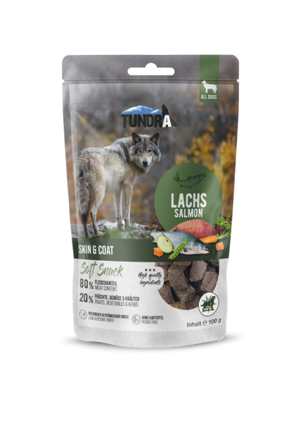 Tundra Dog Snack Skin & Coat Lachs 100g Beutel