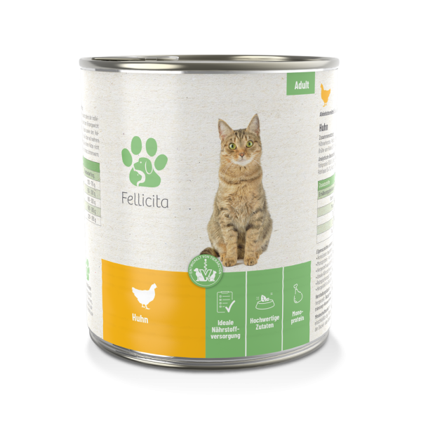 Fellicita Nassfutter Katze Huhn pur, 800g Dose