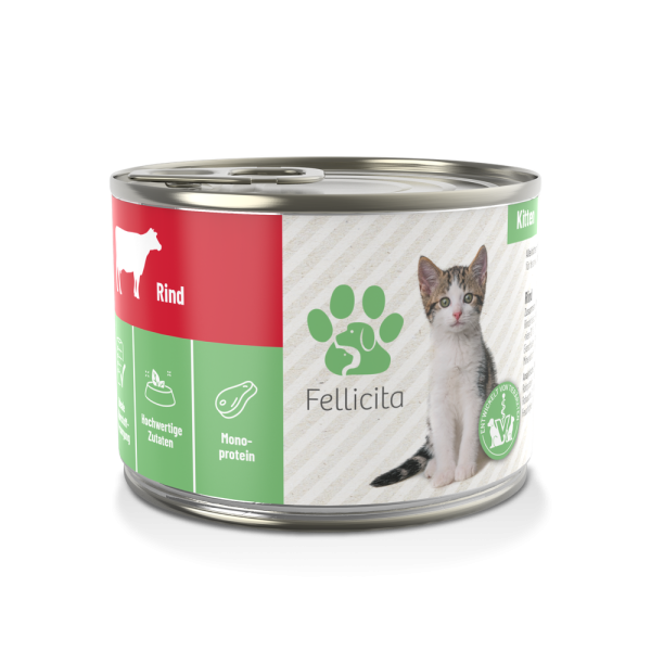 Fellicita Nassfutter Kitten Rind pur, 200g Dose