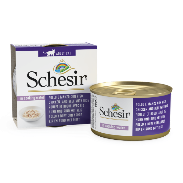 Schesir Natural Huhn-Rind-Reis85g Dose [*** AUSLAUFARTIKEL ***]