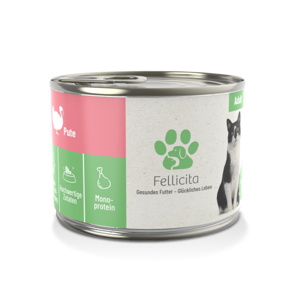 Fellicita Nassfutter Katze Pute pur, 200g Dose