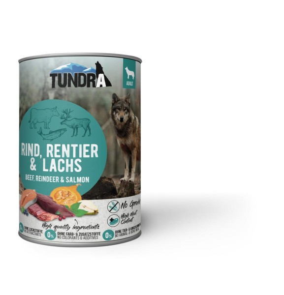 Tundra Dog Rind, Rentier & Lachs 400g Dose