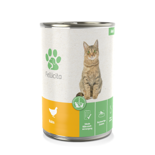 Fellicita Nassfutter Katze Huhn pur, 400g Dose