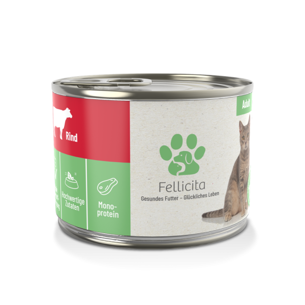 Fellicita Nassfutter Katze Rind pur, 200g Dose