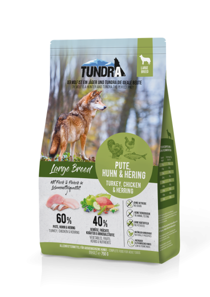 Tundra DOG Large Breed Pute, Huhn und Hering 750g