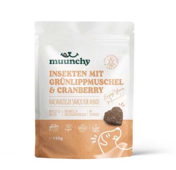 muunchy Insekten mit Grünlippmuschel & Cranberry 125g Beutel