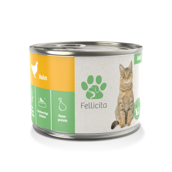 Fellicita Nassfutter Katze Huhn pur, 200g Dose