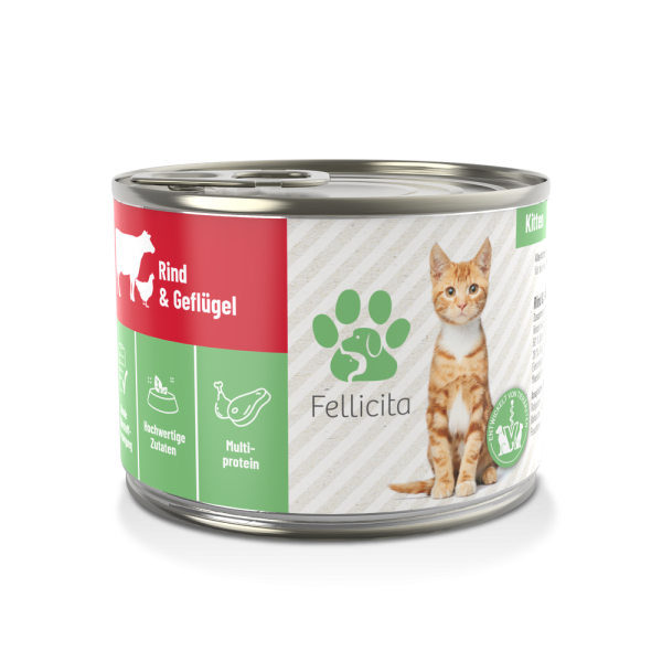 Fellicita Nassfutter Kitten Rind & Geflügel, 200g Dose