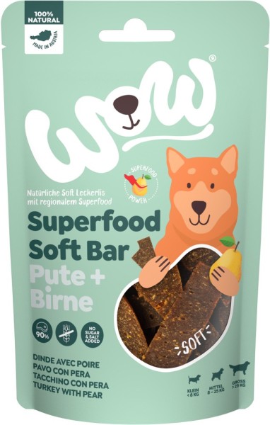 WOW SUPERFOOD Soft Bar Pute mit Birne 150g