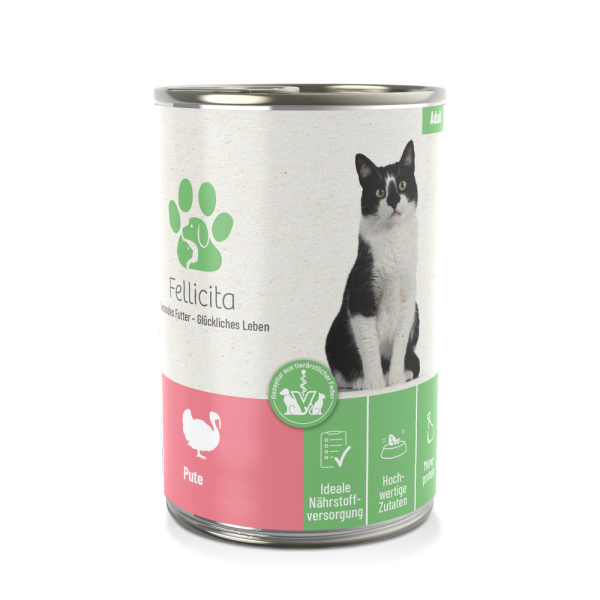 Fellicita Nassfutter Katze Pute pur, 400g Dose