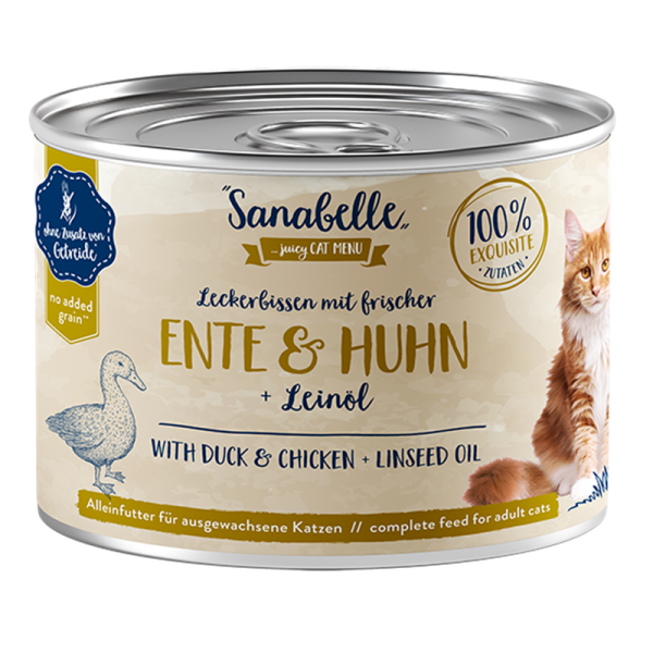 Sanabelle Nassfutter mit Ente & Huhn 195 g Dose